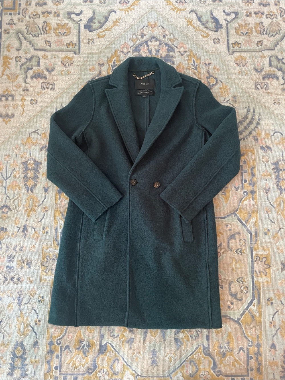 J. Crew Daphne Boiled Wool Top Coat in Dark Forest - Picture 3 of 7